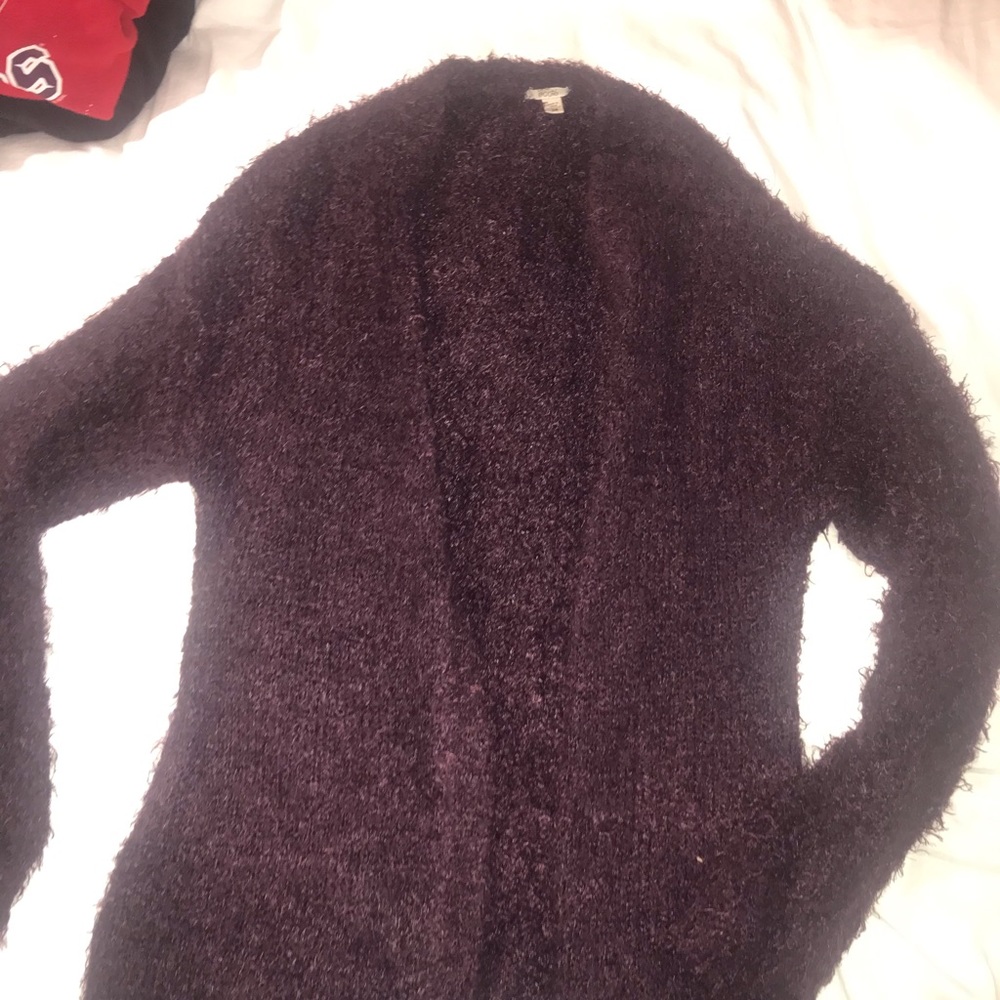 urban outfitters maroon fuzzy cardigan